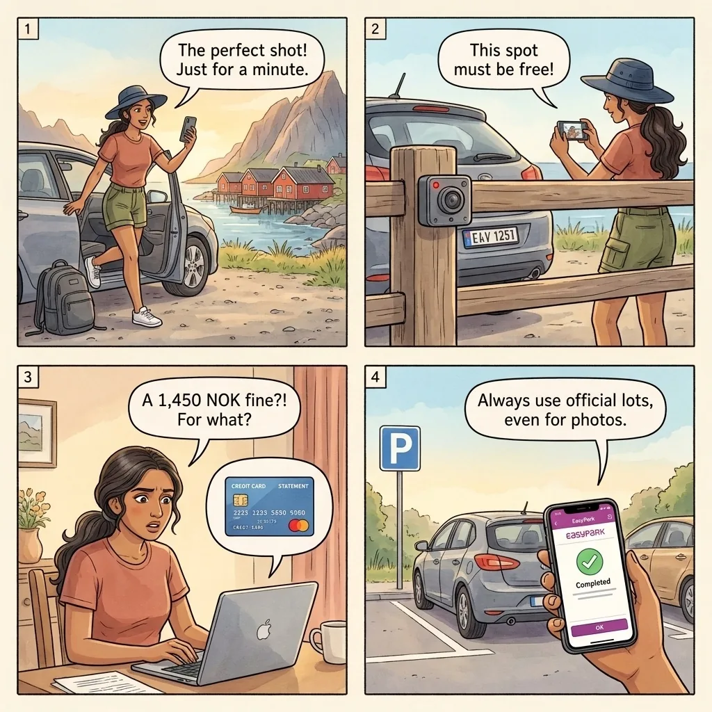 Lofoten Photo-Spot Parking Fine Trap — comic illustration