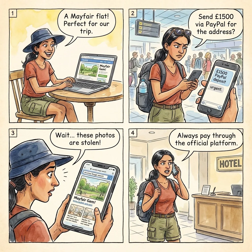 The Fake Holiday Let / Airbnb Scam — comic illustration