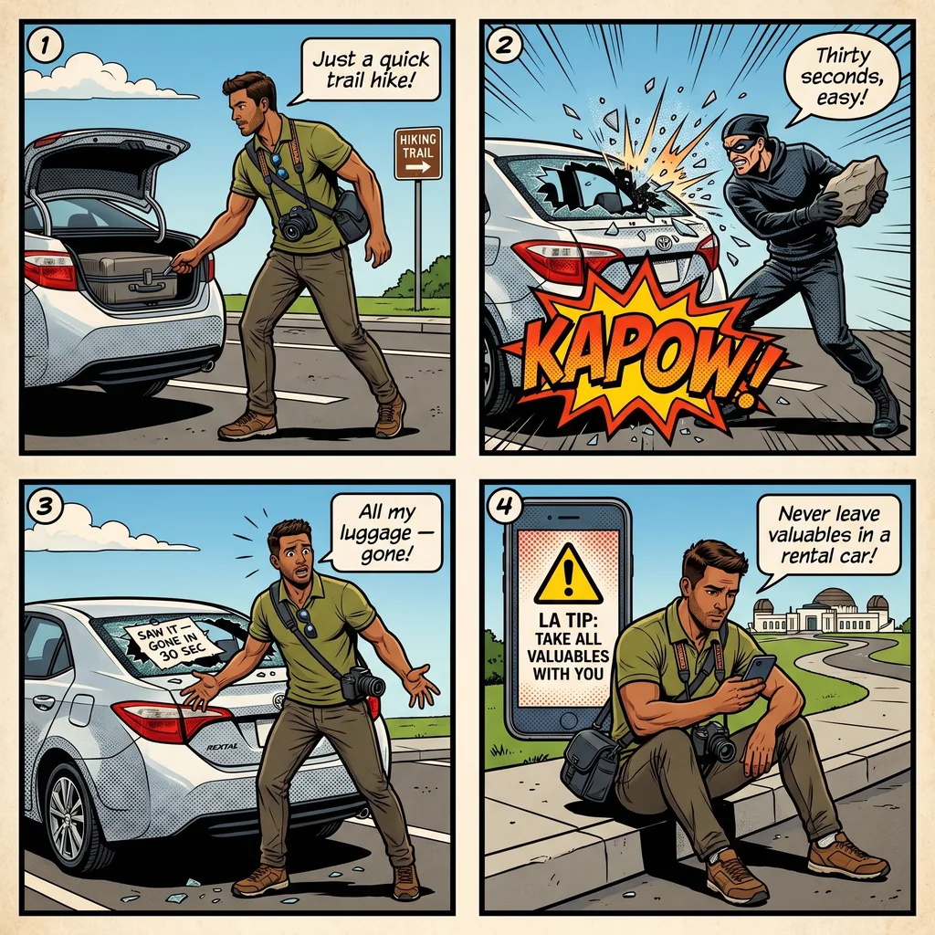 Rental Car Break-In — comic illustration