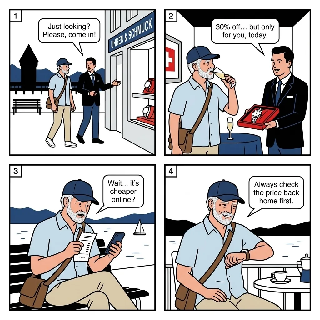 The Watch Shop Pressure Play — comic illustration