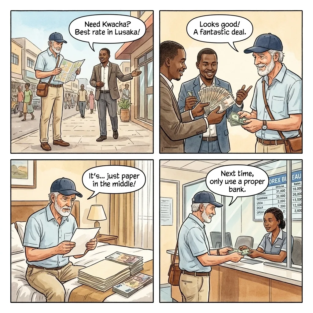 The Cairo Road Street Money-Changer Paper-Filler Bundle — comic illustration