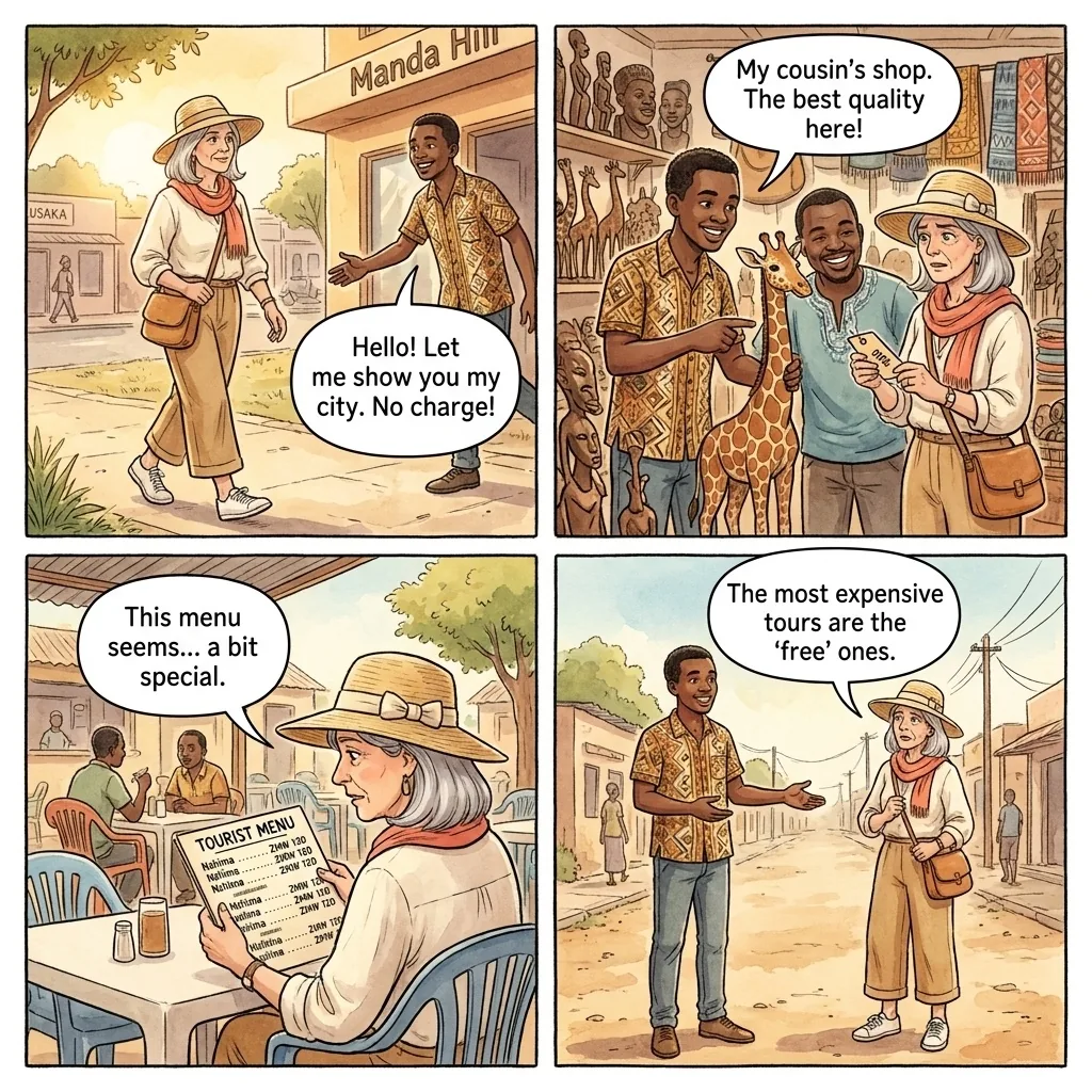 The Lusaka Friendly-Stranger Commission-Guide Tour — comic illustration