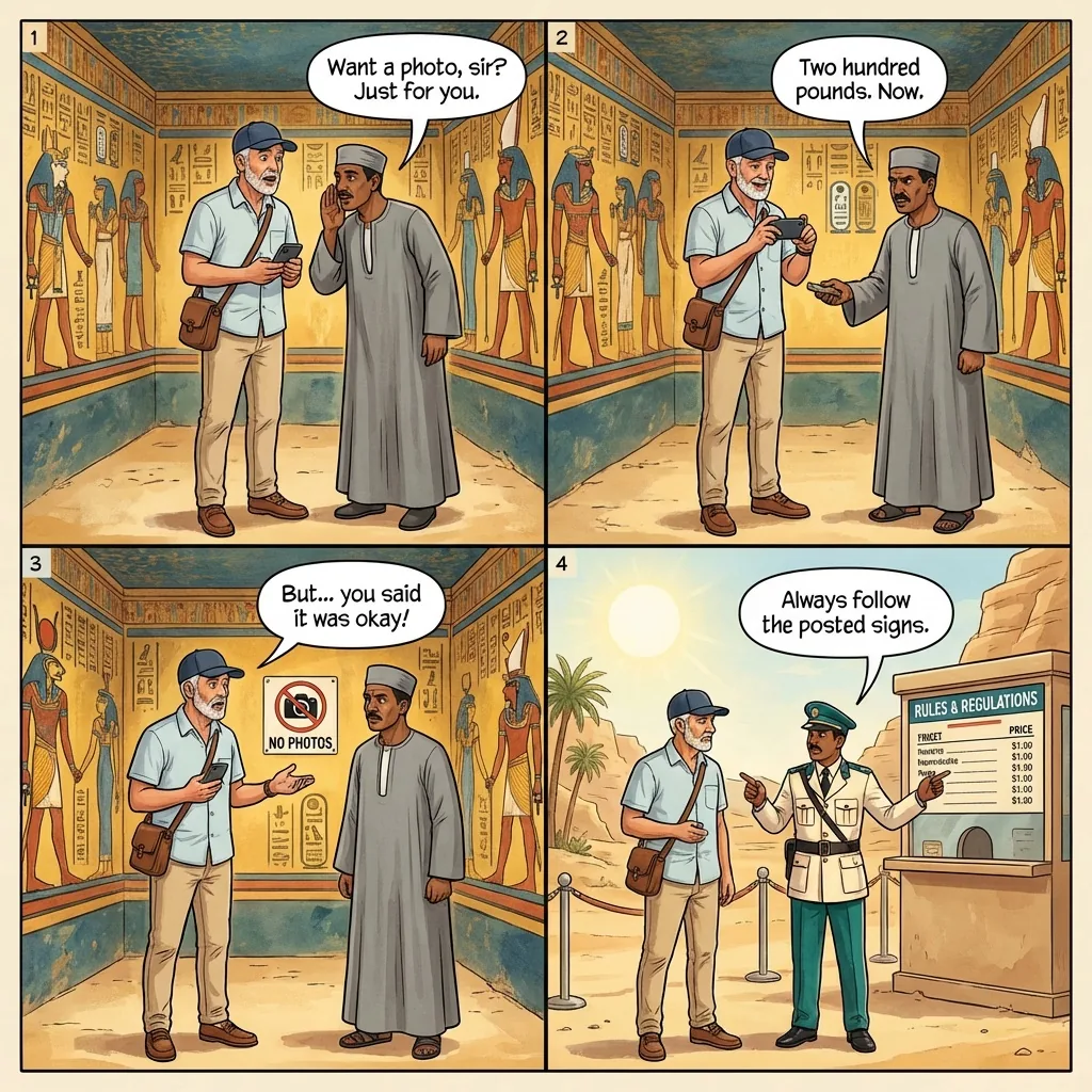 The Photo Op Shakedown — comic illustration