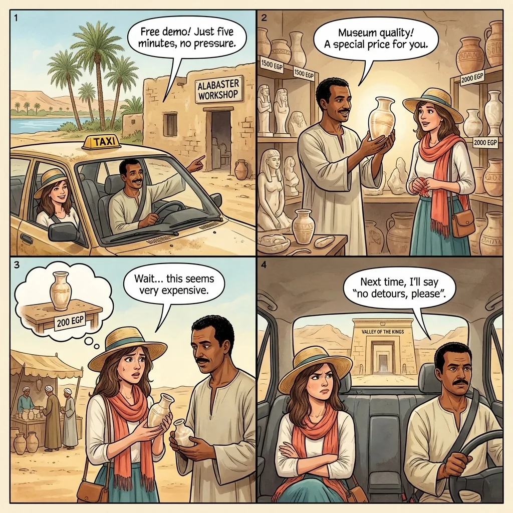 The Alabaster Factory Tour — comic illustration