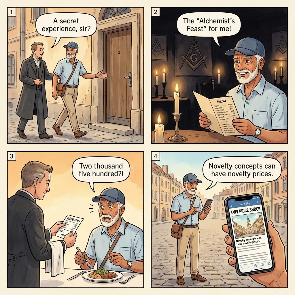 The Old Town Themed-Restaurant Price Shock — comic illustration