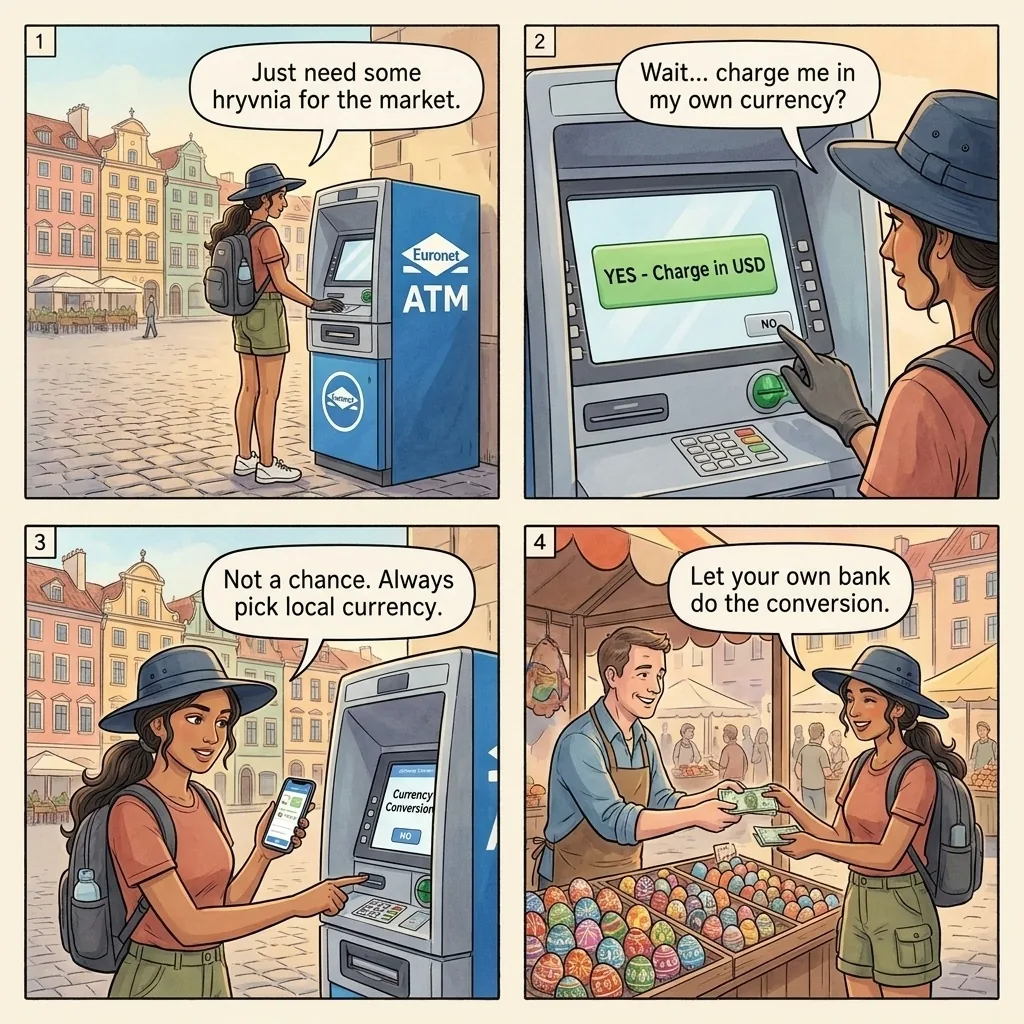 The Lviv Euronet DCC ATM Markup — comic illustration