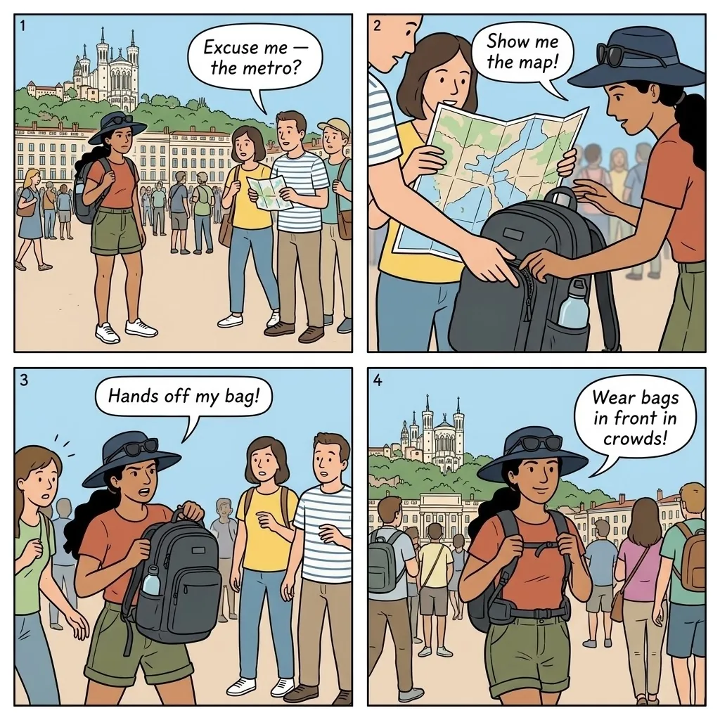 Part-Dieu Metro Bag-Swarm — comic illustration
