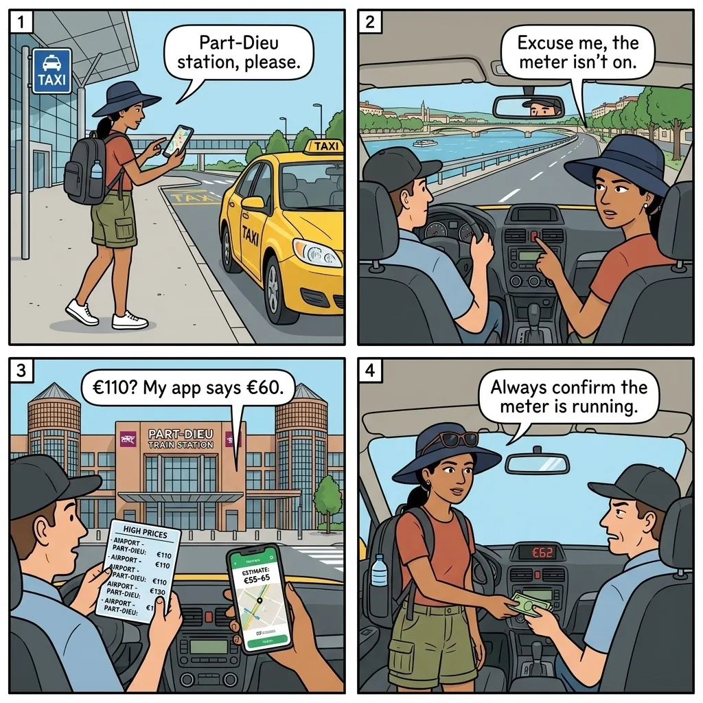 Taxi Overcharging — comic illustration