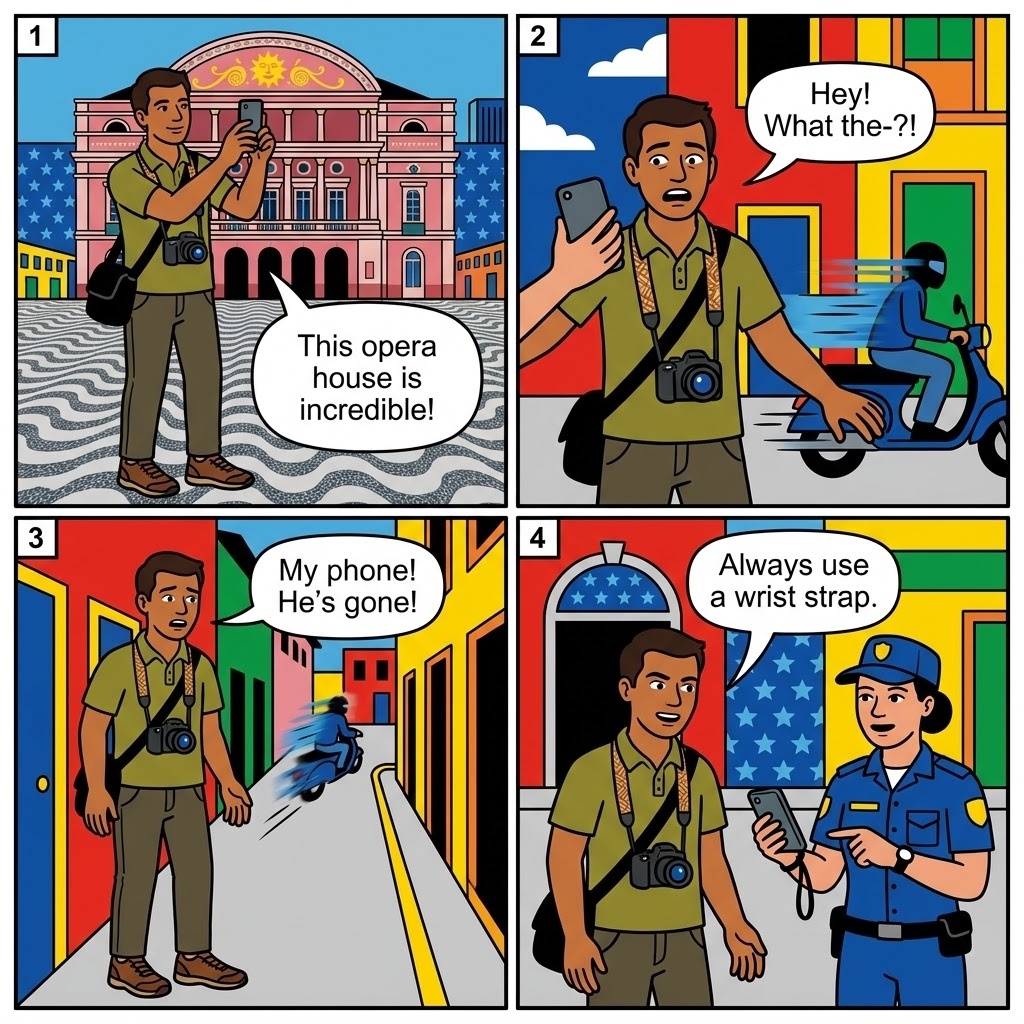 Centro Histórico & Mercado Adolpho Lisboa Pickpocket & Phone-Snatch Ring — comic illustration