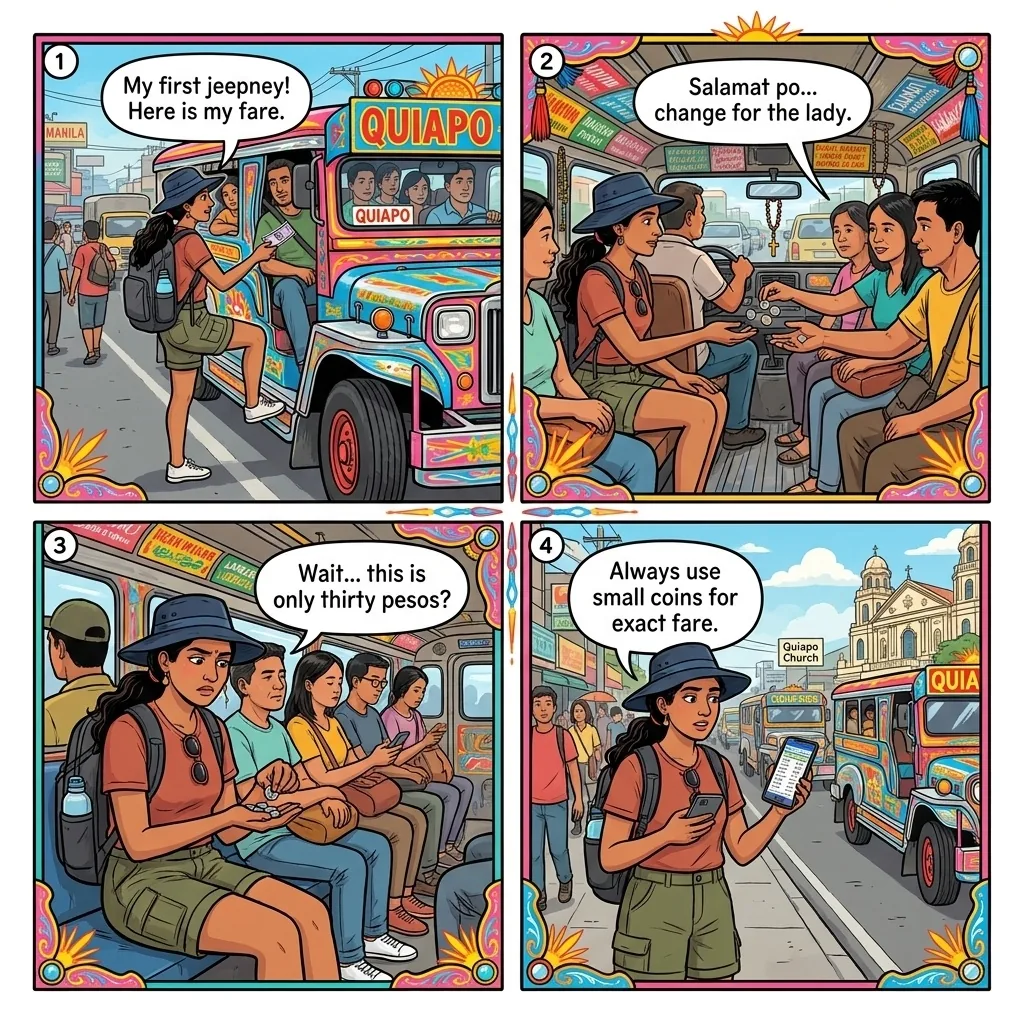 The Manila Jeepney Tourist Short-Change — comic illustration