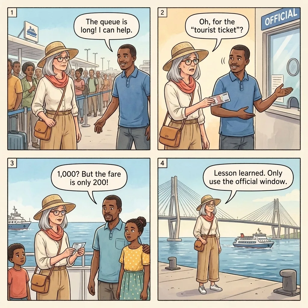 The Maputo-Catembe Ferry Ticket Gouge — comic illustration