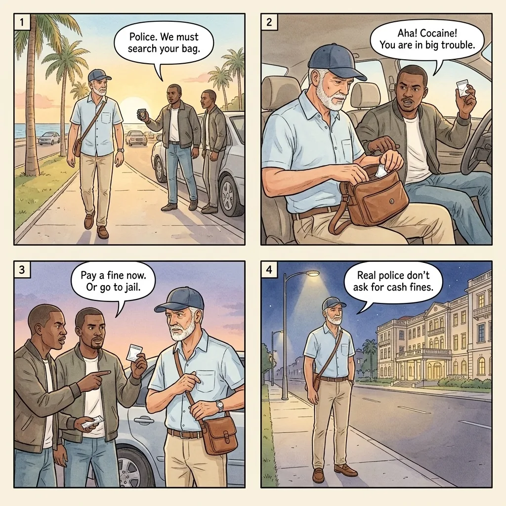 The Avenida Marginal Fake-Drug Police Search — comic illustration