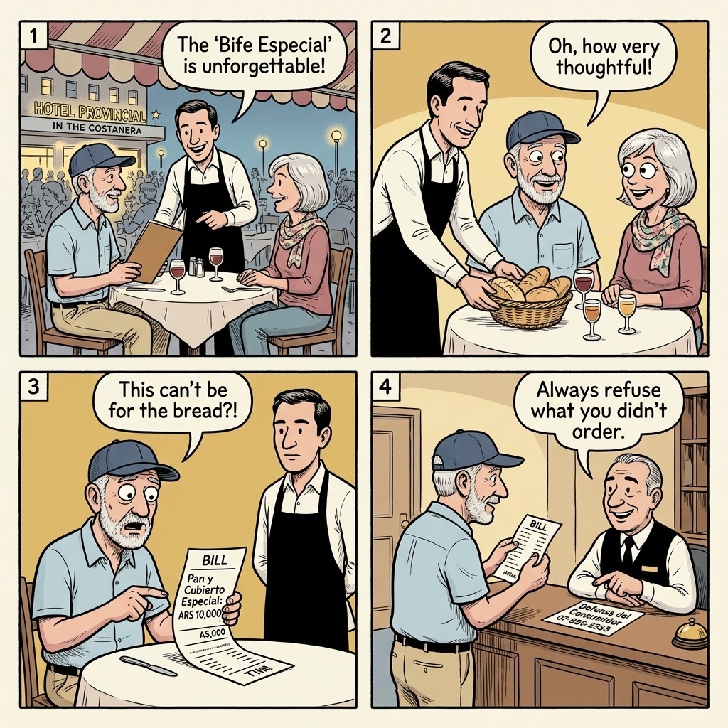 Costanera & Bristol Restaurant Dual-Pricing — comic illustration