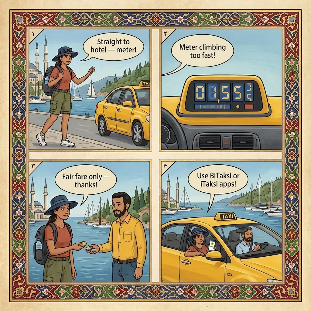 The Içmeler Taxi Route-Pad — comic illustration