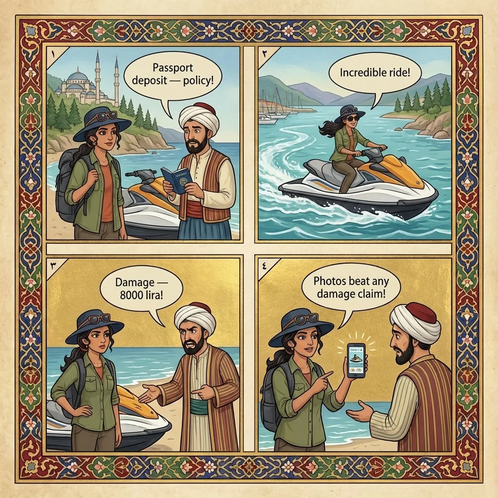 Jet Ski and Water Sports Damage Charge — comic illustration