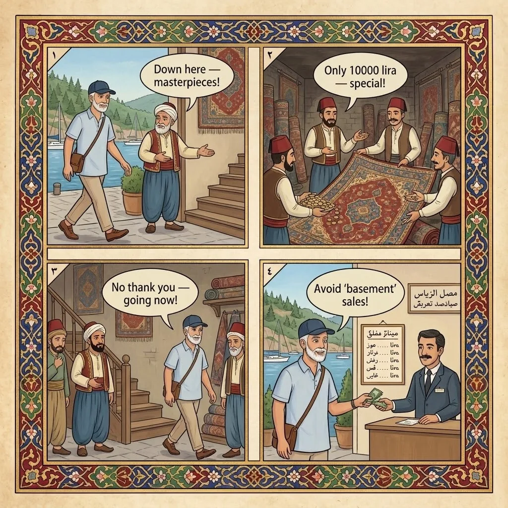The Carpet and Leather Shop Lure — comic illustration
