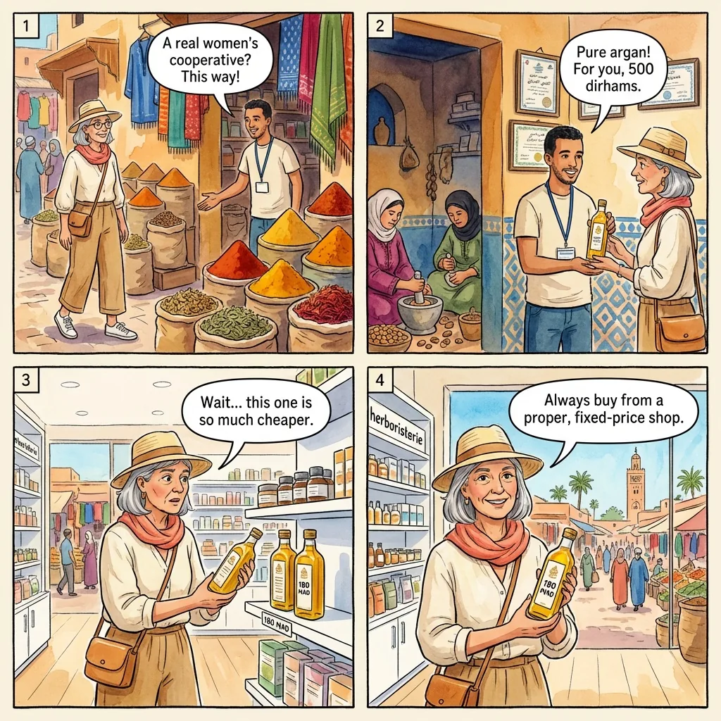 Fake Argan Oil and Spice Shop — comic illustration