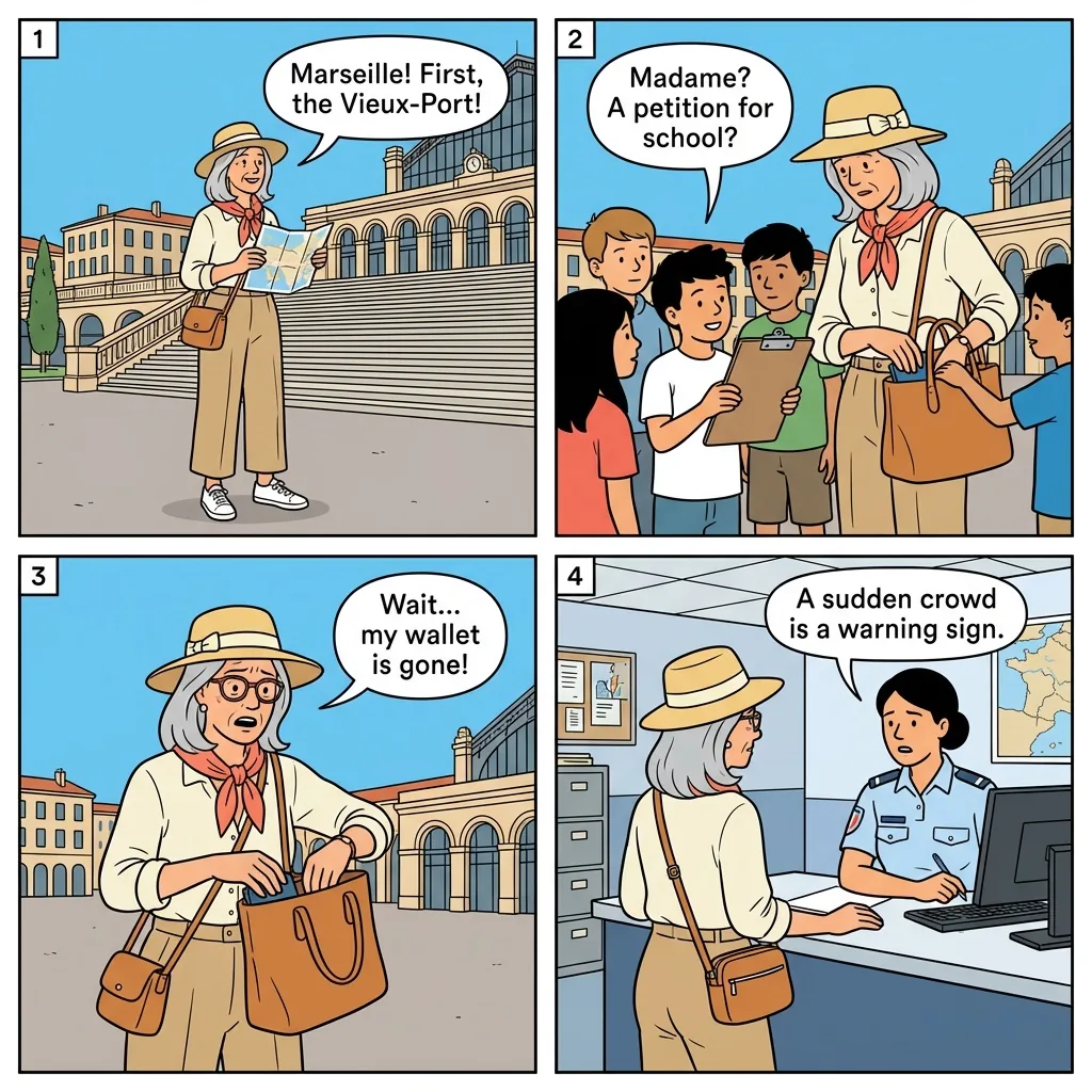 Pickpocketing — comic illustration