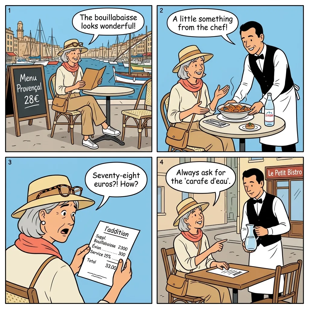 Restaurant Overcharging — comic illustration