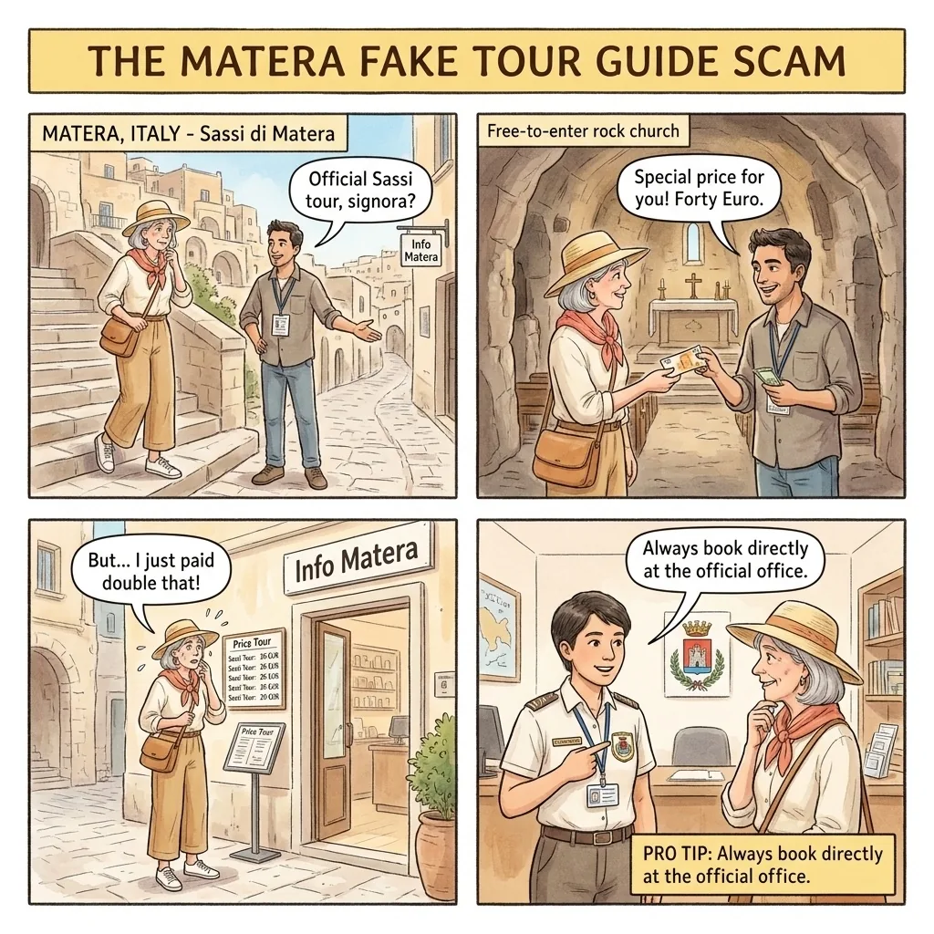 Sassi Unauthorized Guide and Fake Comune Tour — comic illustration