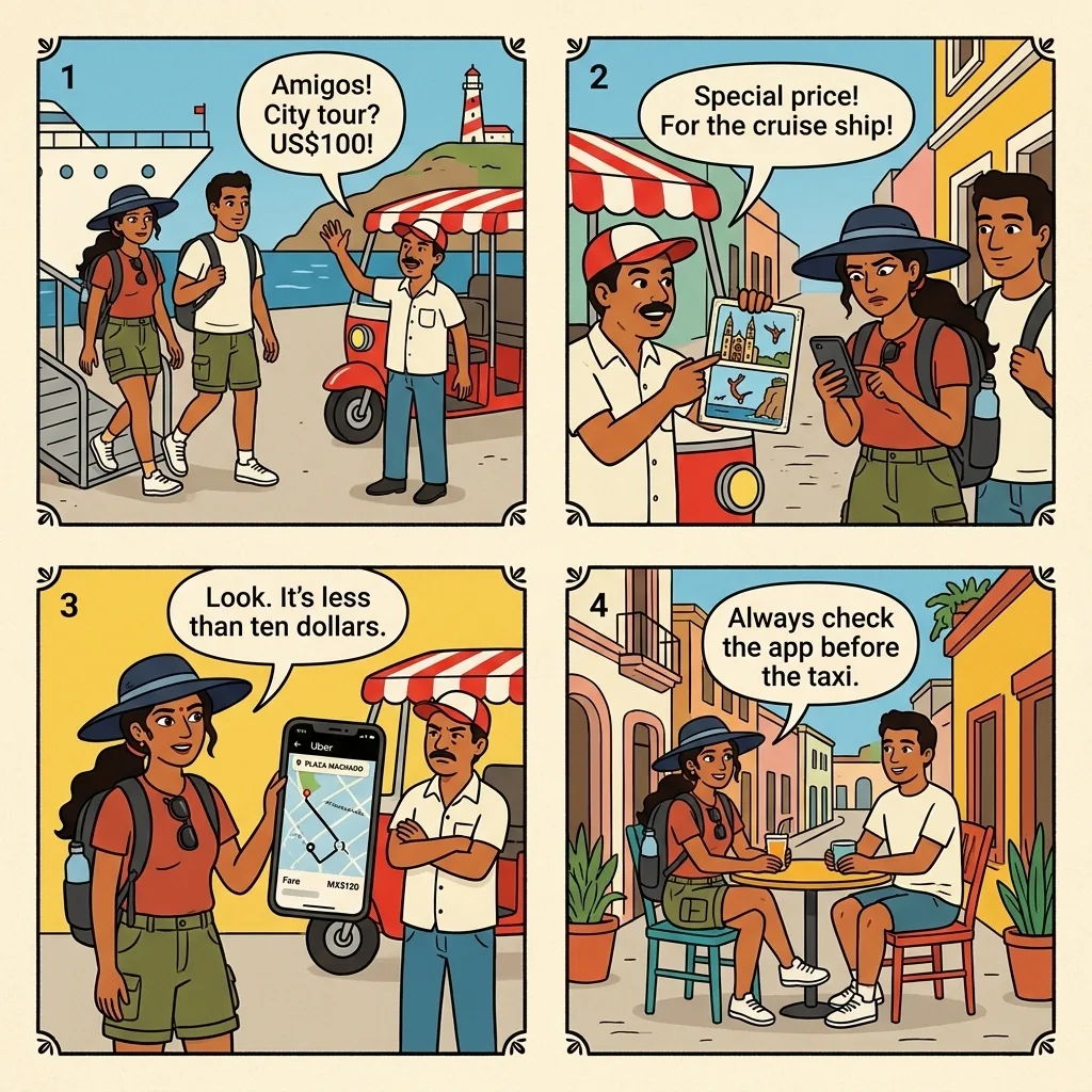 Cruise-Pier Pulmonía Overcharge — comic illustration