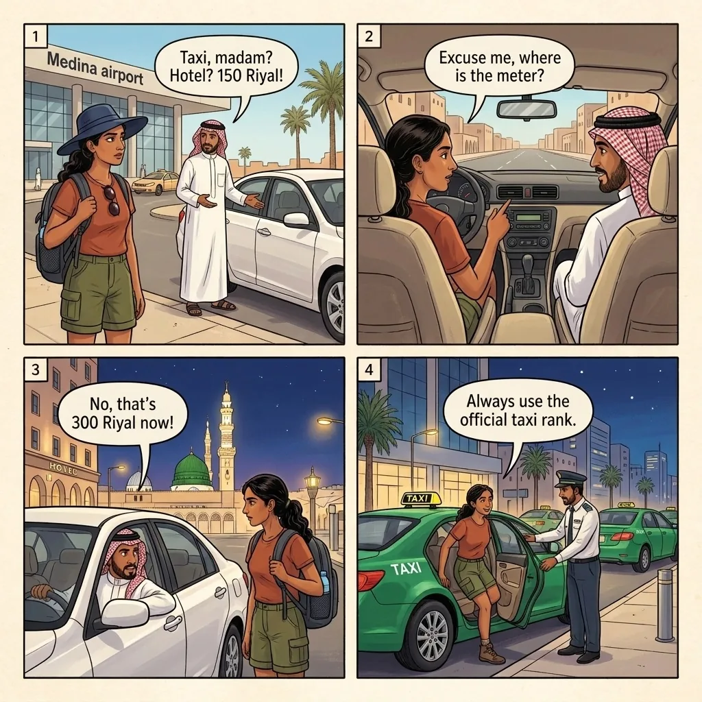 The Unlicensed Taxi Overcharge — comic illustration