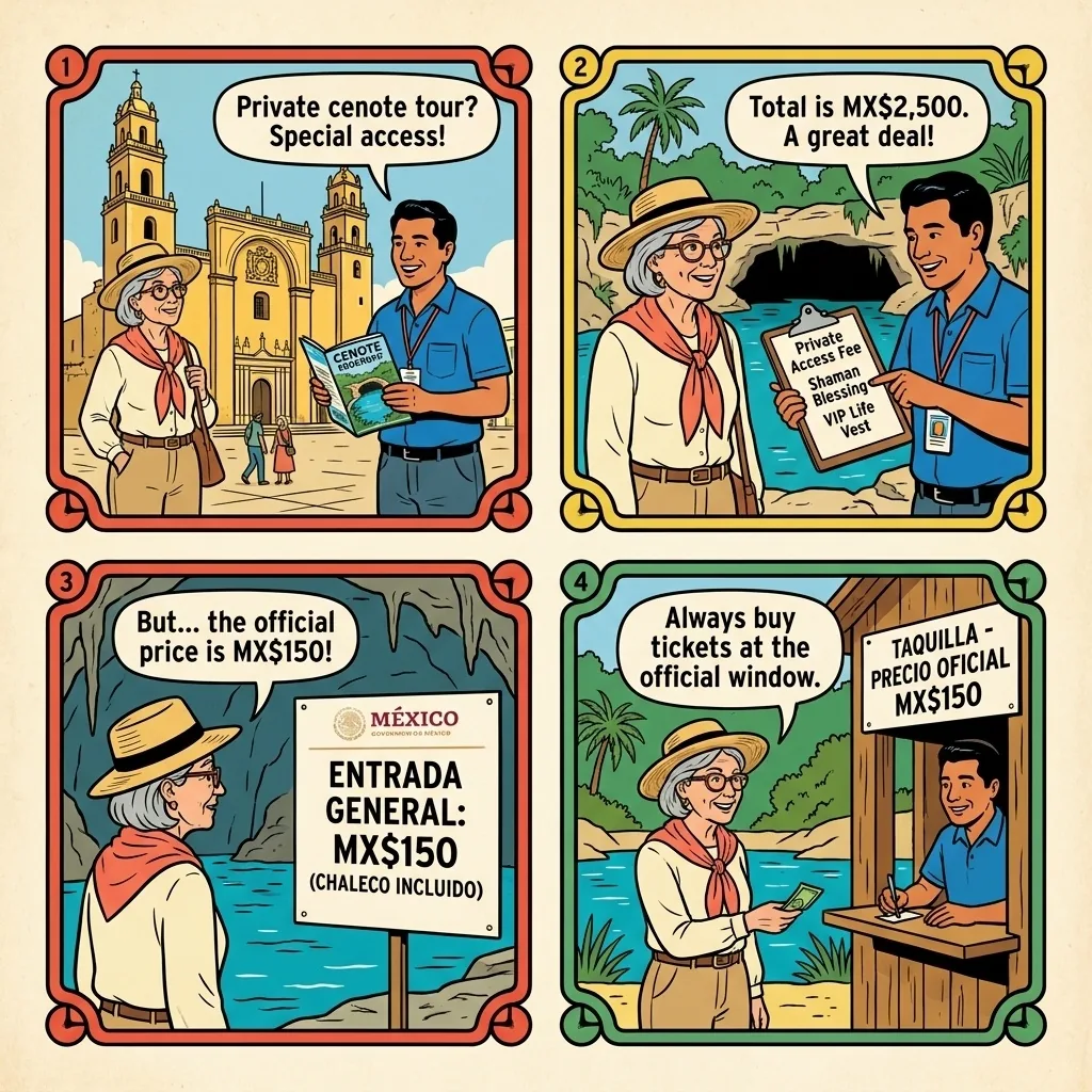 Cenote Ik Kil 'Private Access' Padding — comic illustration
