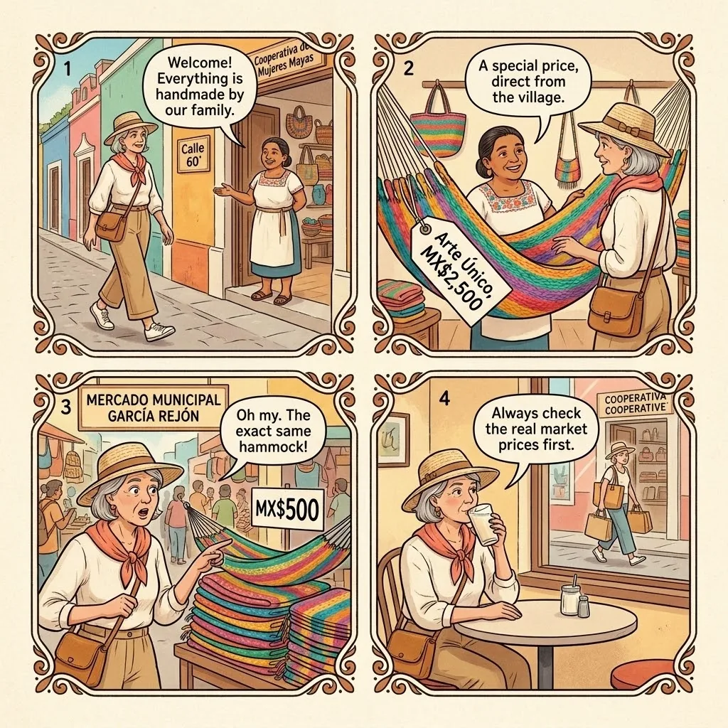Mundo Maya 'Authentic Mayan' Fake Pricing — comic illustration