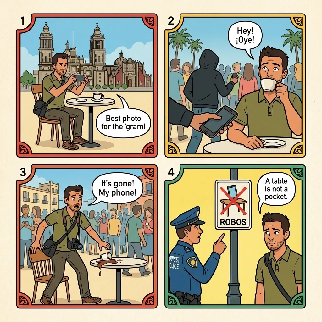 Zócalo Phone-Snatch Ring — comic illustration