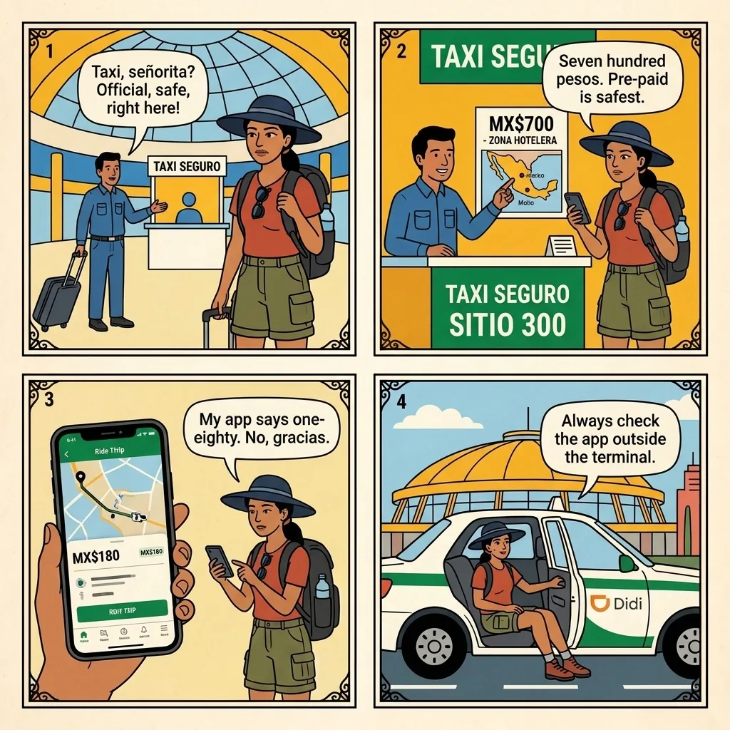 TAPO Bus-Terminal Counterfeit-Ticket Scam — comic illustration
