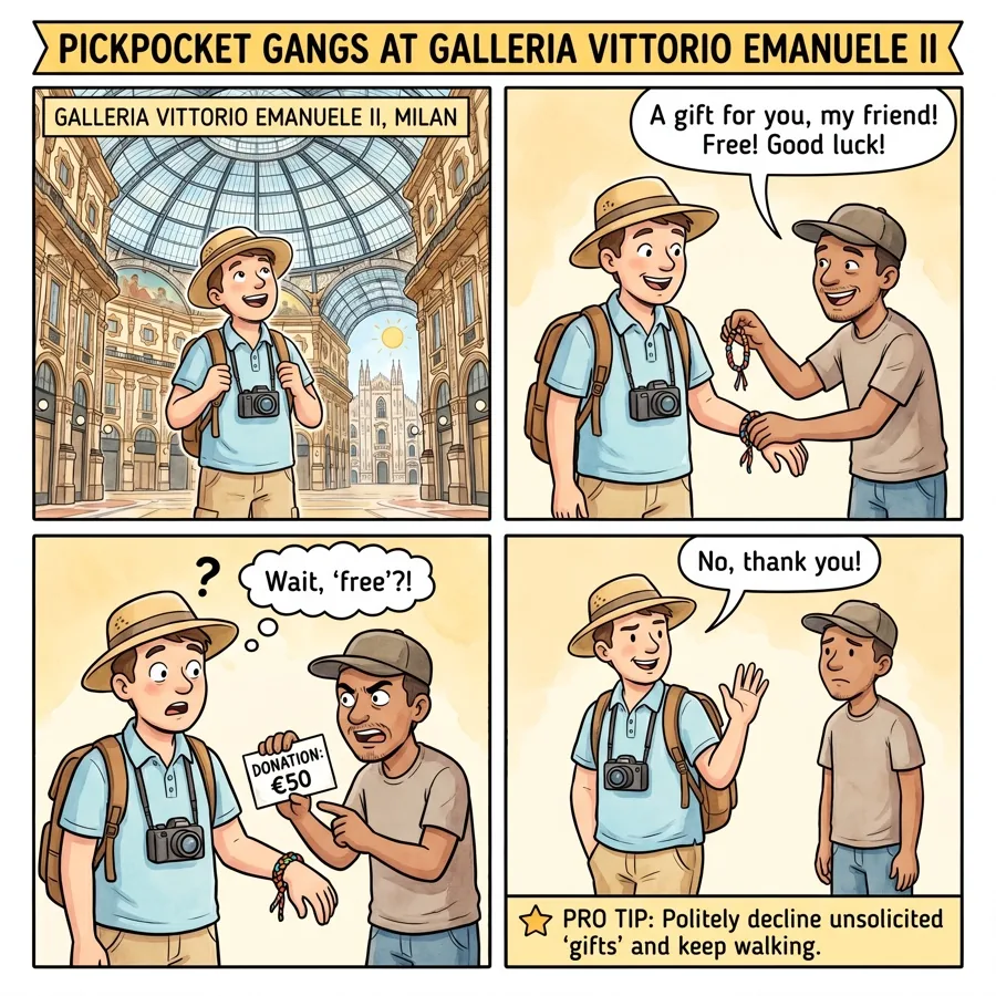 Pickpocket Gangs at Galleria Vittorio Emanuele II — comic illustration