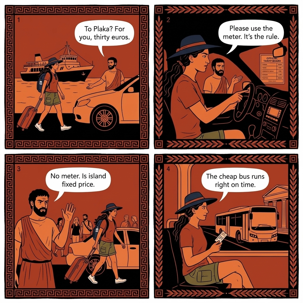 Adamas Port Taxi Cartel and Pollonia Transfer Inflation — comic illustration