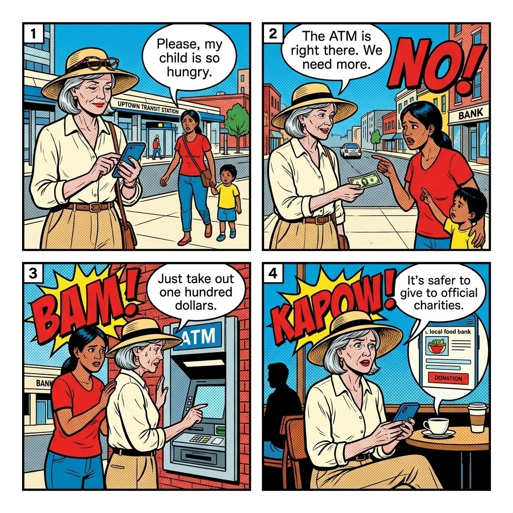 Twin Cities Highway-Exit & Uptown Aggressive Panhandling — comic illustration
