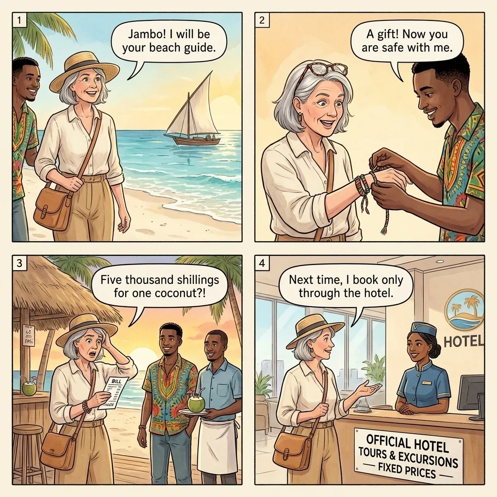 The Beach Boy Hustle — comic illustration