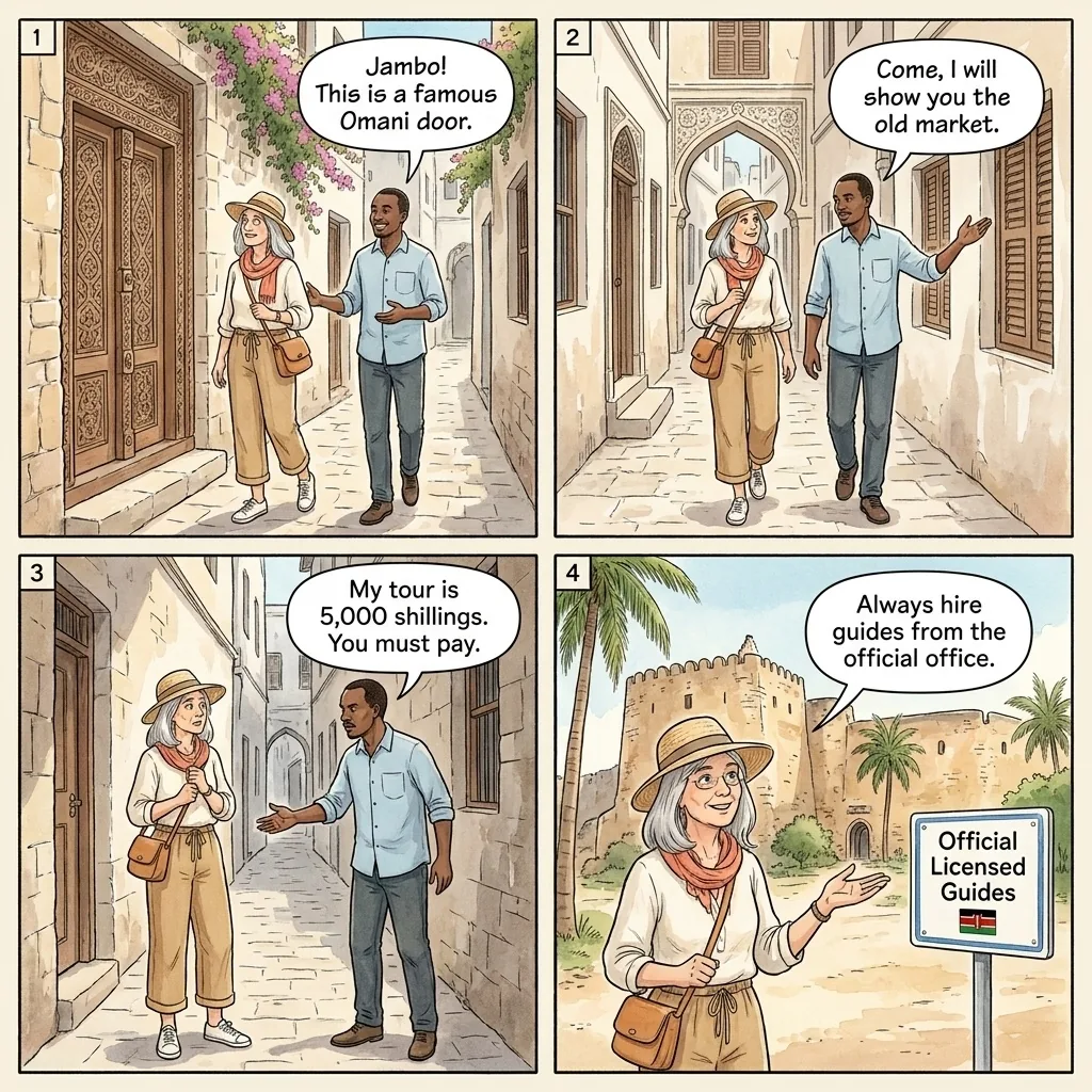 Old Town Fake Guide Shakedown — comic illustration