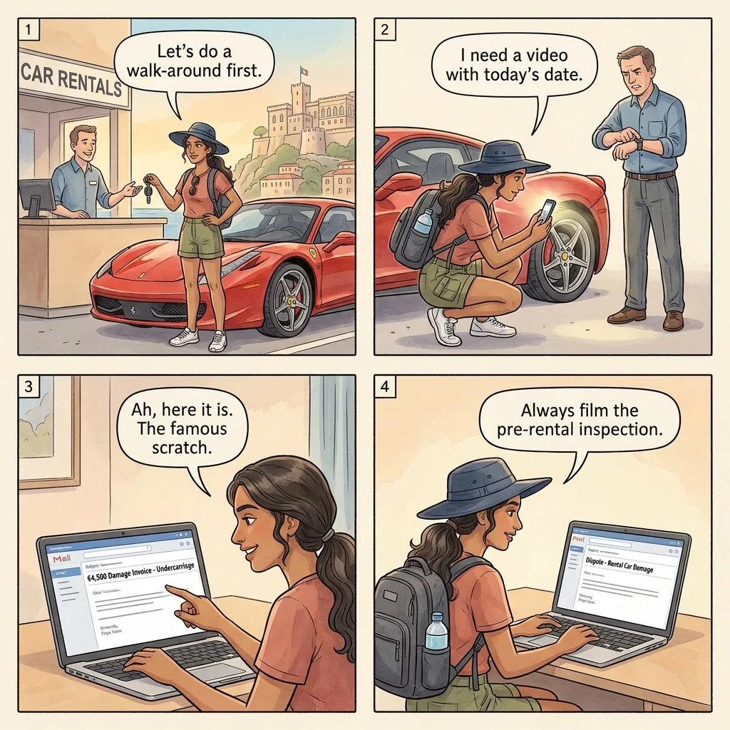The Fontvieille Luxury-Rental Damage Charge — comic illustration