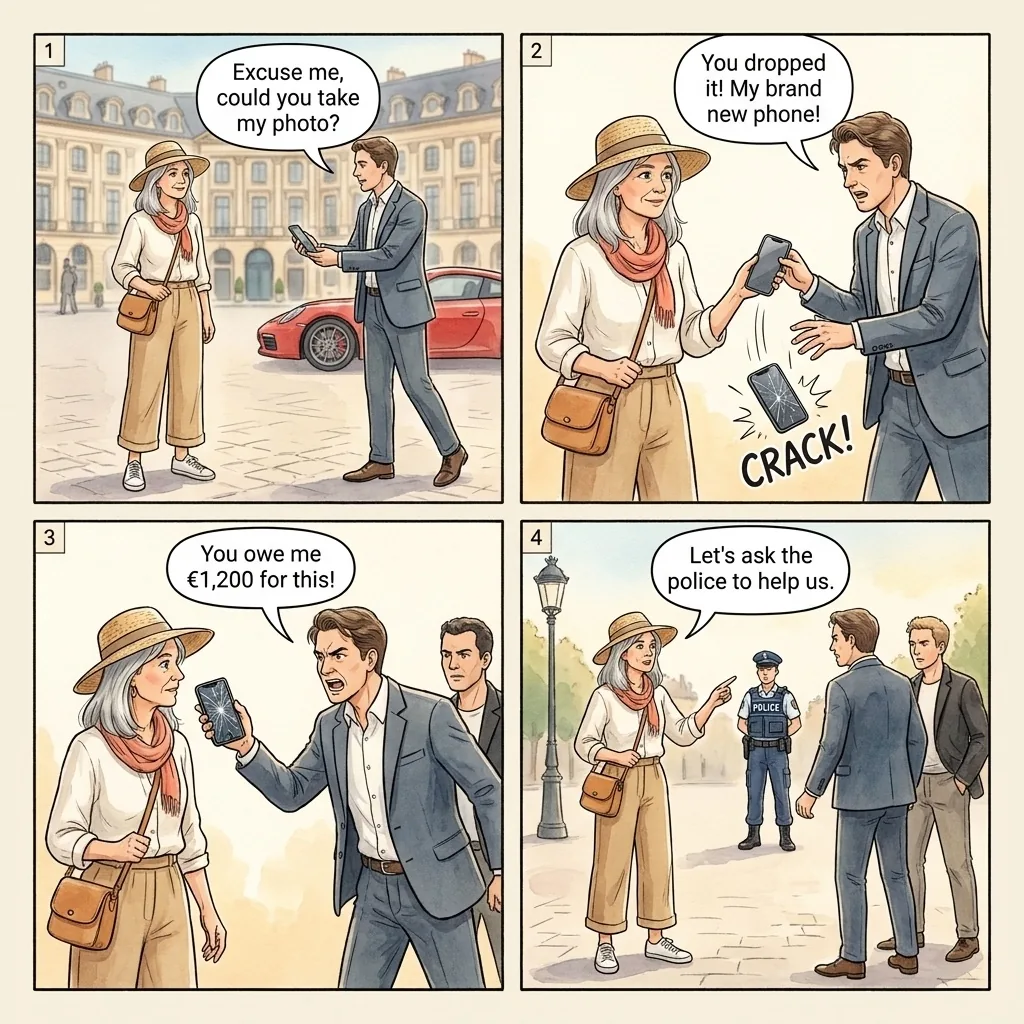 The Casino Square Broken-Phone Setup — comic illustration