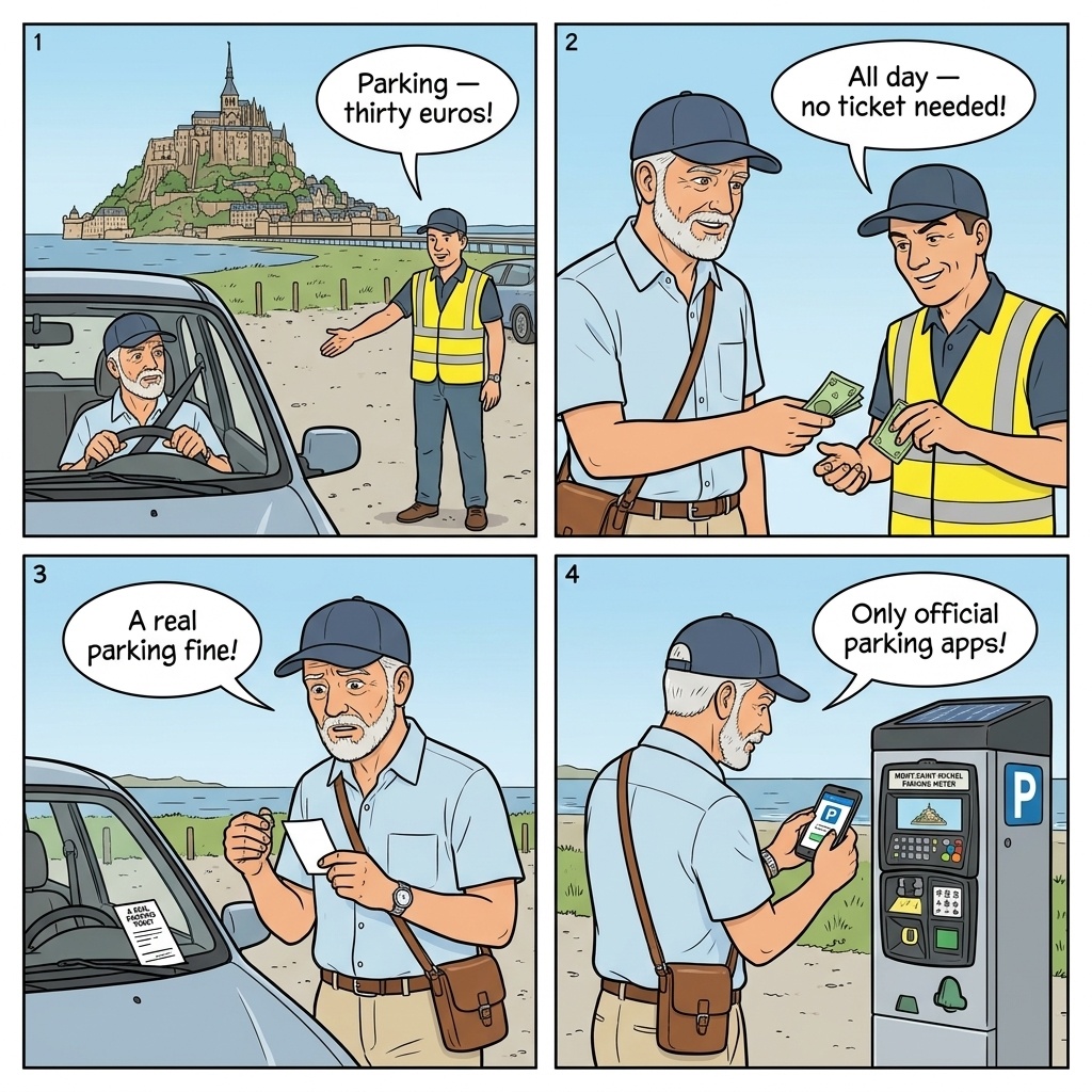 Overpriced Parking Lot — comic illustration