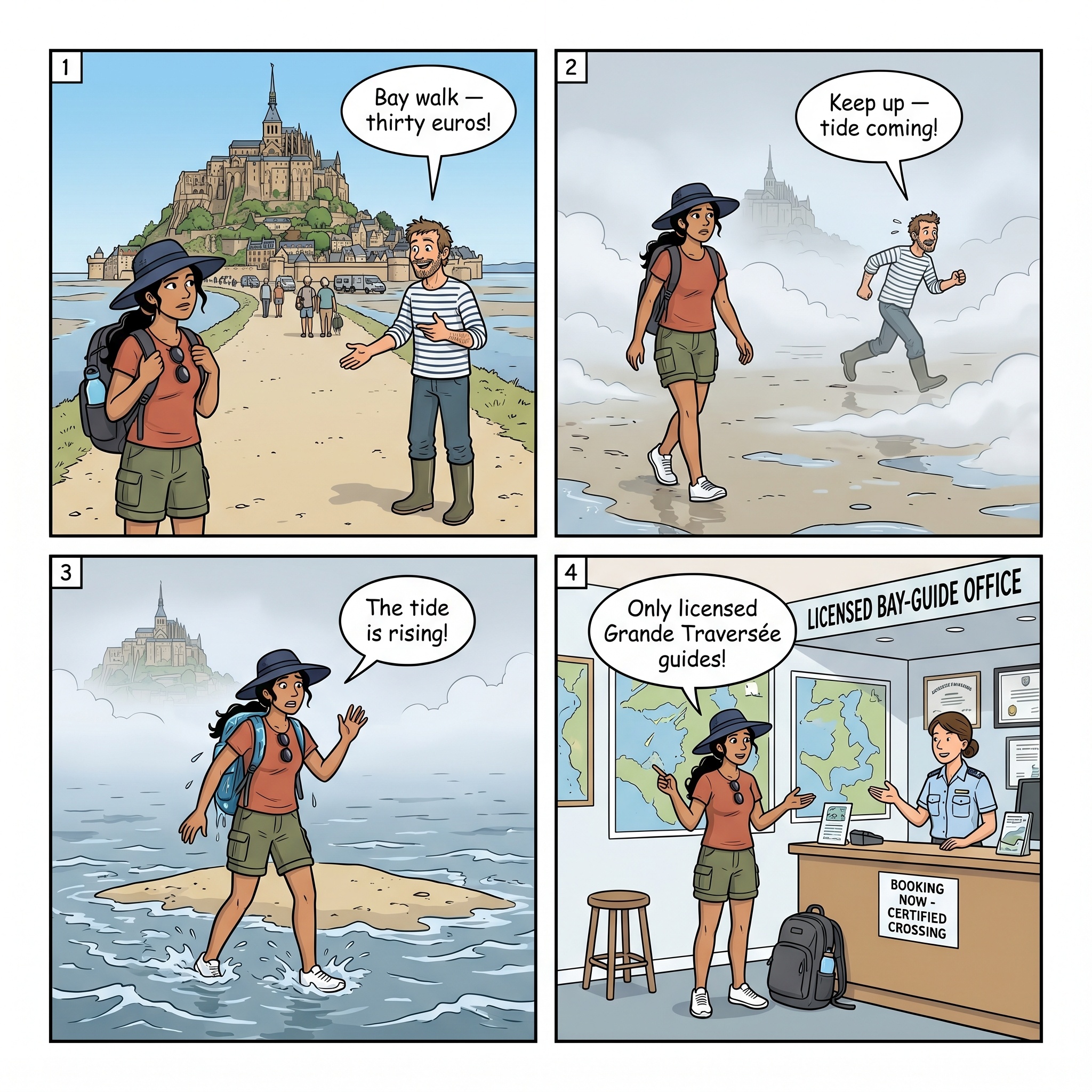 Unlicensed Bay Crossing Danger — comic illustration