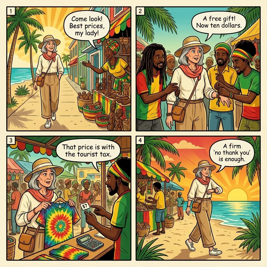Hip Strip Aggressive Vendor Hustle — comic illustration