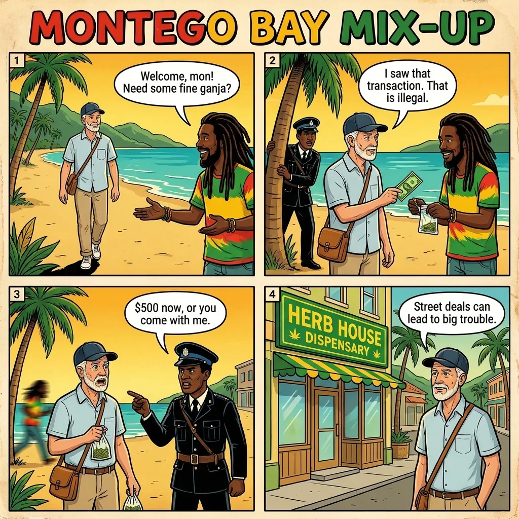 Ganja Sellers and Drug Entrapment — comic illustration