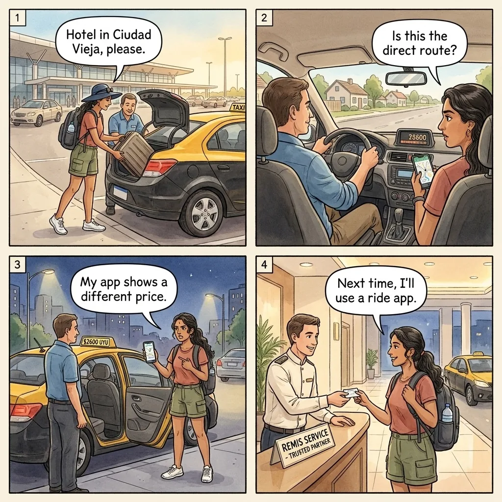 The Taxi Long-Route and Meter Manipulation — comic illustration
