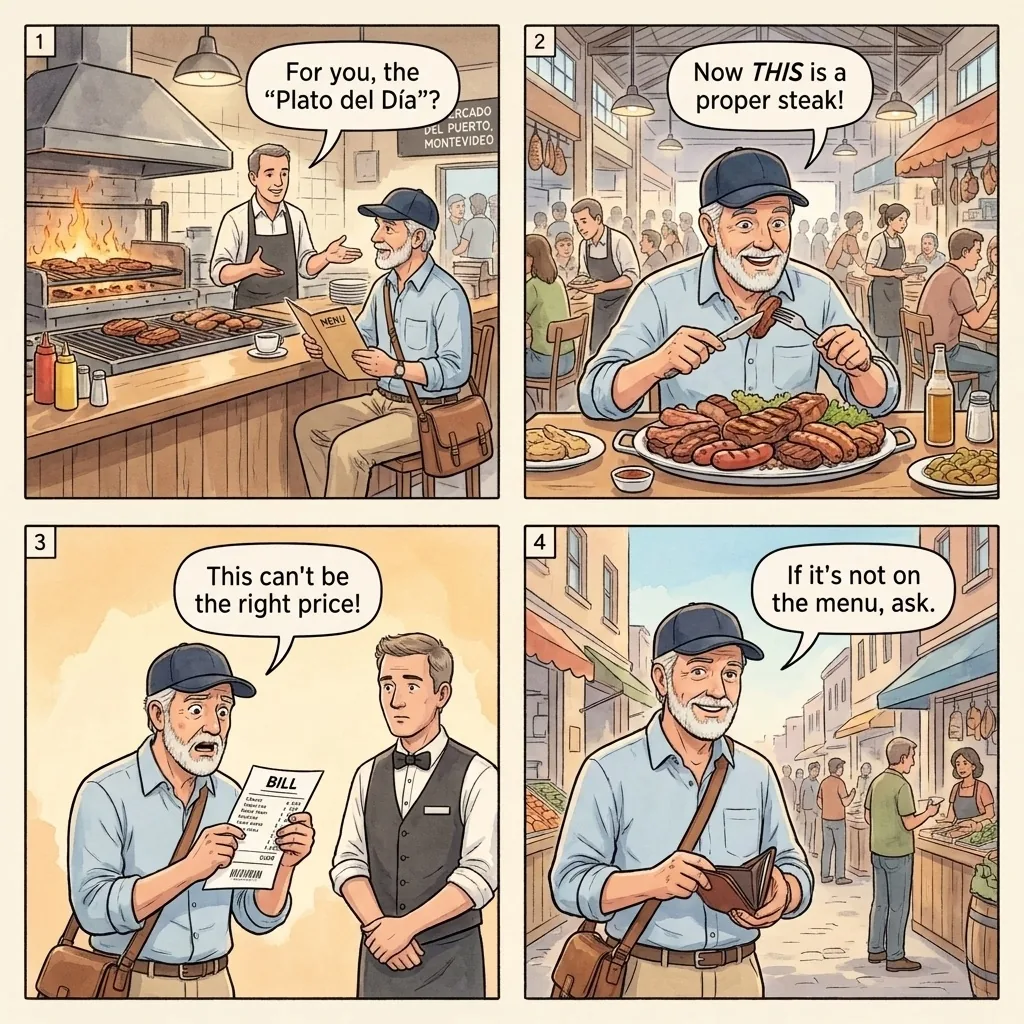 The Mercado del Puerto Tourist Price Inflation — comic illustration