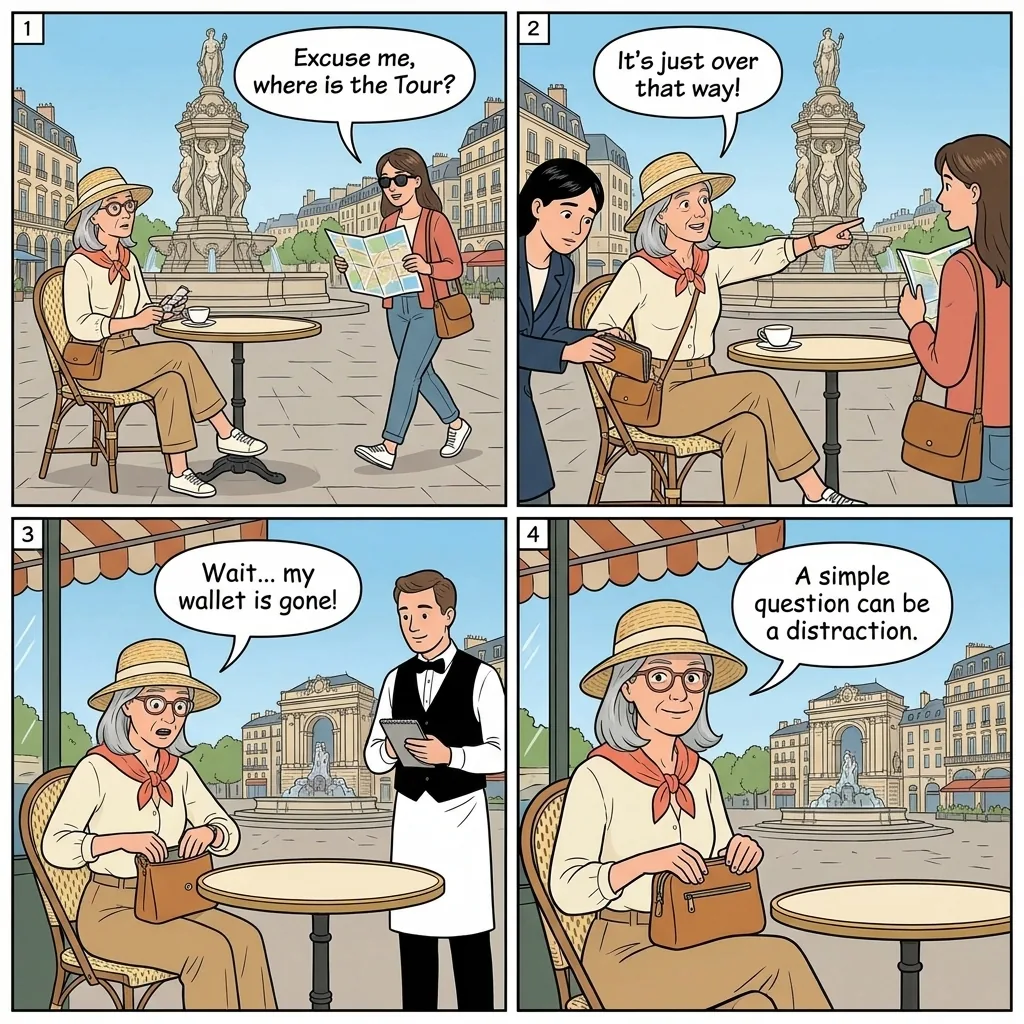 Place de la Comedie Pickpocketing — comic illustration