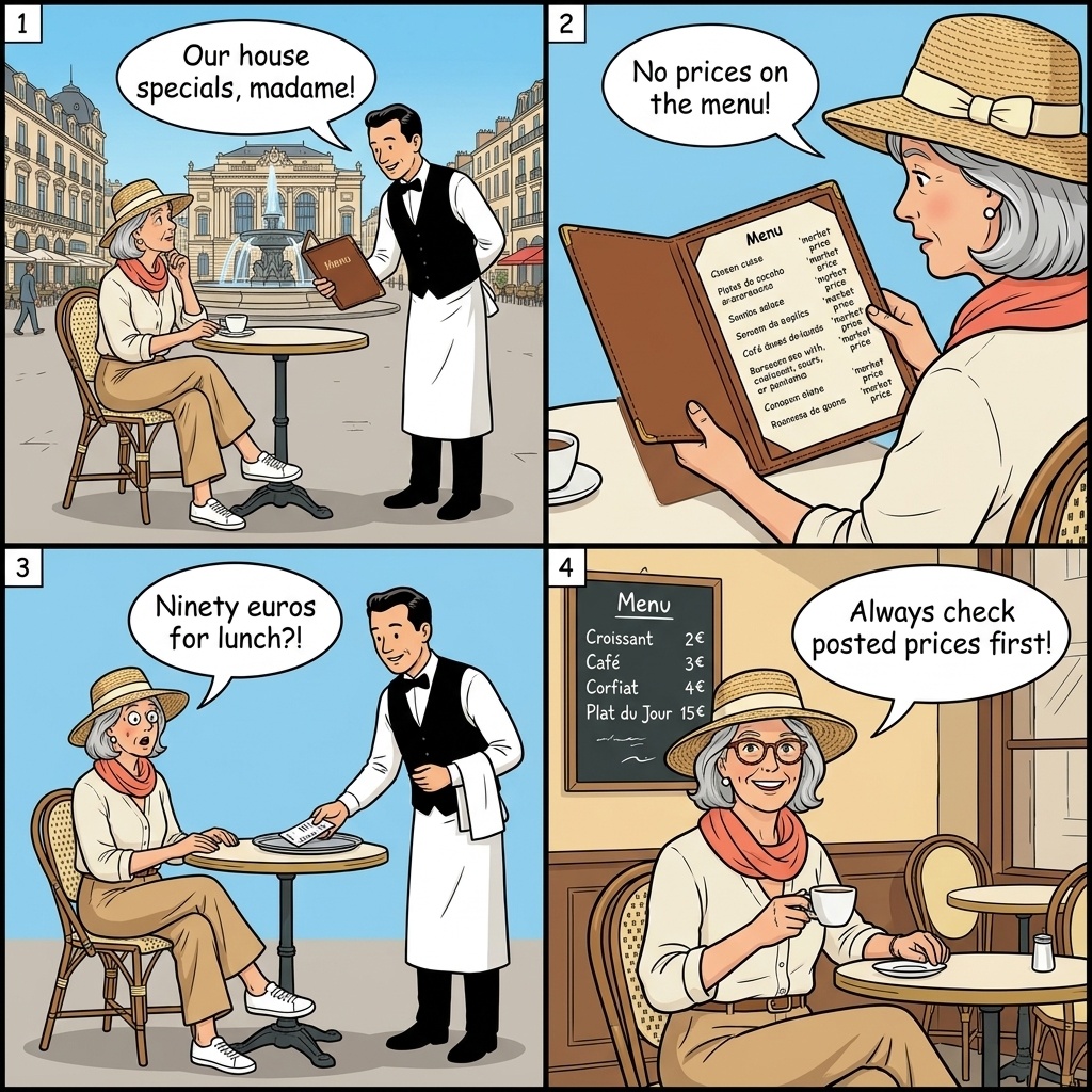 Restaurant Bill Padding — comic illustration
