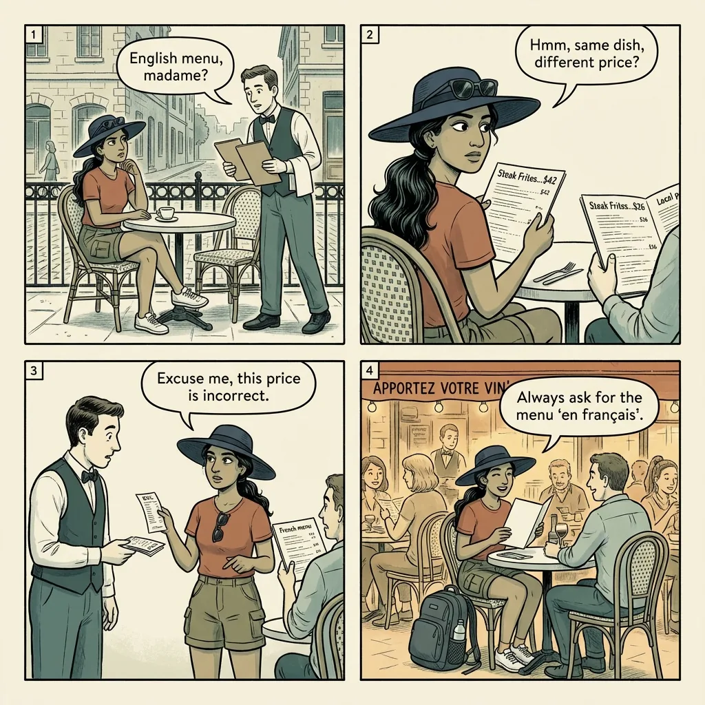 Old Montreal Tourist Trap Restaurants — comic illustration