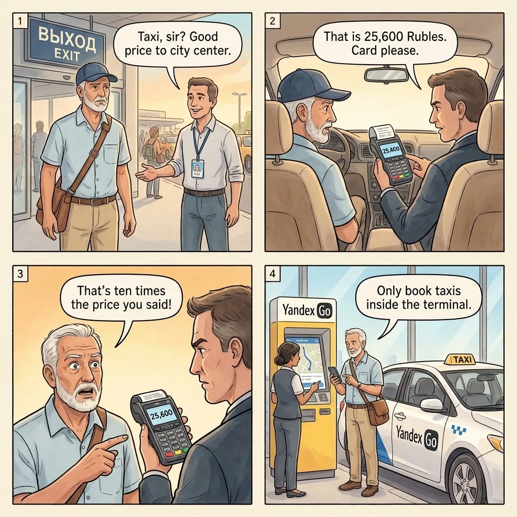 The Airport Gypsy Cab Shakedown — comic illustration
