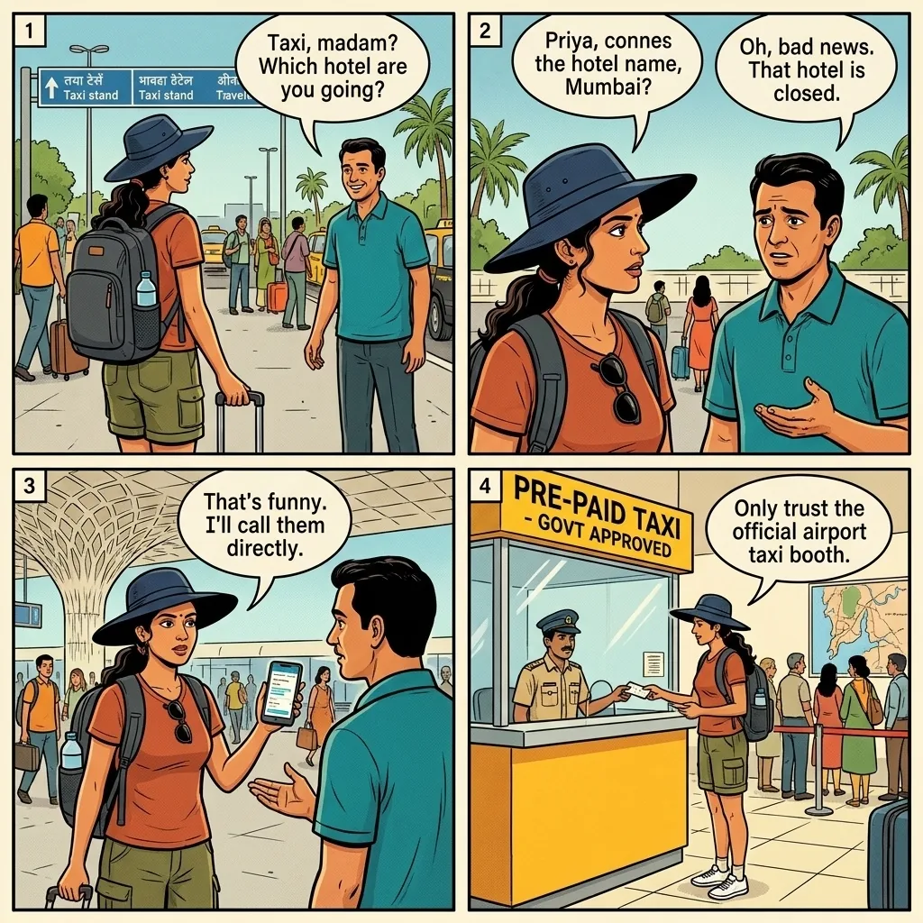 Fake 'Your Hotel Is Closed' Redirect — comic illustration