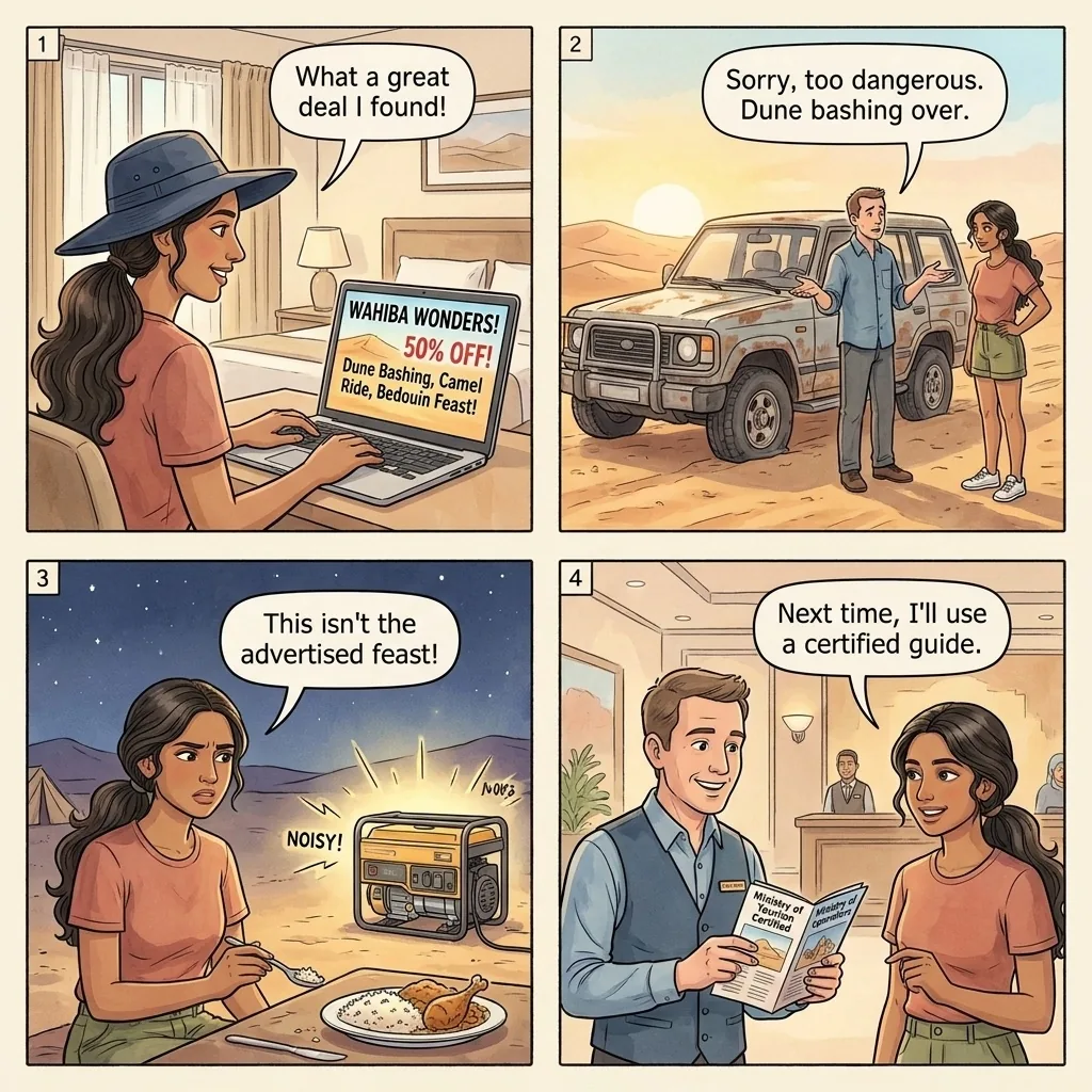 The Wahiba Sands Bargain-Safari Vanish — comic illustration