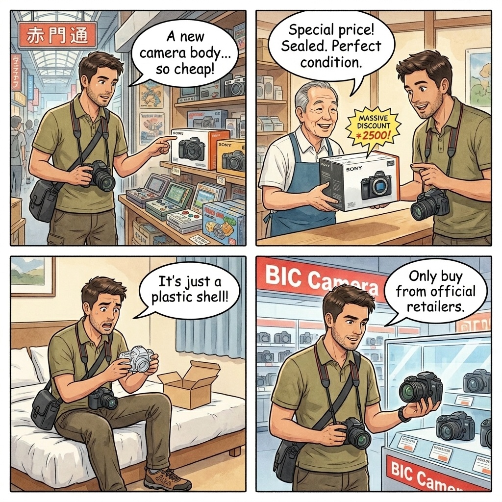 Ōsu Shopping Arcade Counterfeit Anime and Electronics Bait — comic illustration